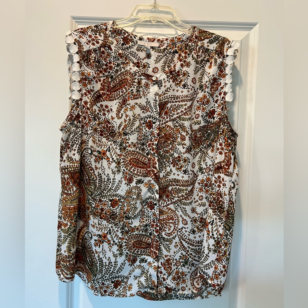 Pale Sky Dorthy Button Down Blouse Size XL